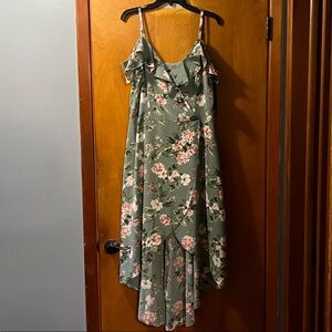 by & by Green Floral High-Low Dress